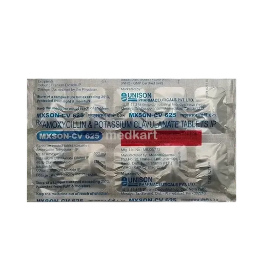 mxson cv 625mg tablet 10's